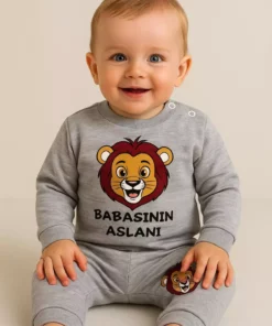 ست ۲ تکه پسرانه "بچه شیر" - خاکستری برند nevrankids - 973325825