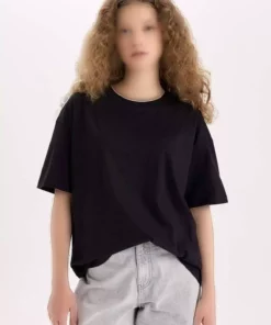 تی‌شرت کوتاه آستین Oversize Fit با 100% پنبه V4136AZ22SP برند Defacto - 218390997