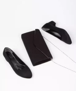 ست کیف و کفش پاشنه کوتاه زنانه مشکی سوئدی برند MFT AYAKKABI - 353661906