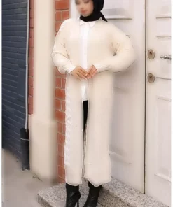 کاردیگان بافته شده بلند ۰۳۸۶-۰۴ رنگ کرم برند sefamerve - 921666573