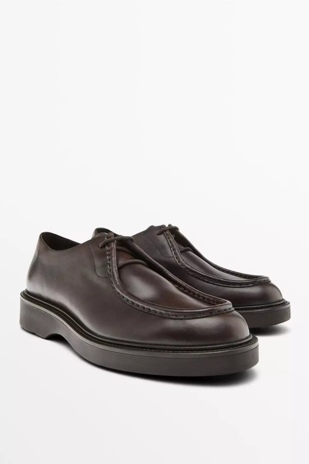 کفش چرم با جزئیات دوخت سرپنجه برند Massimo Dutti - 987973195