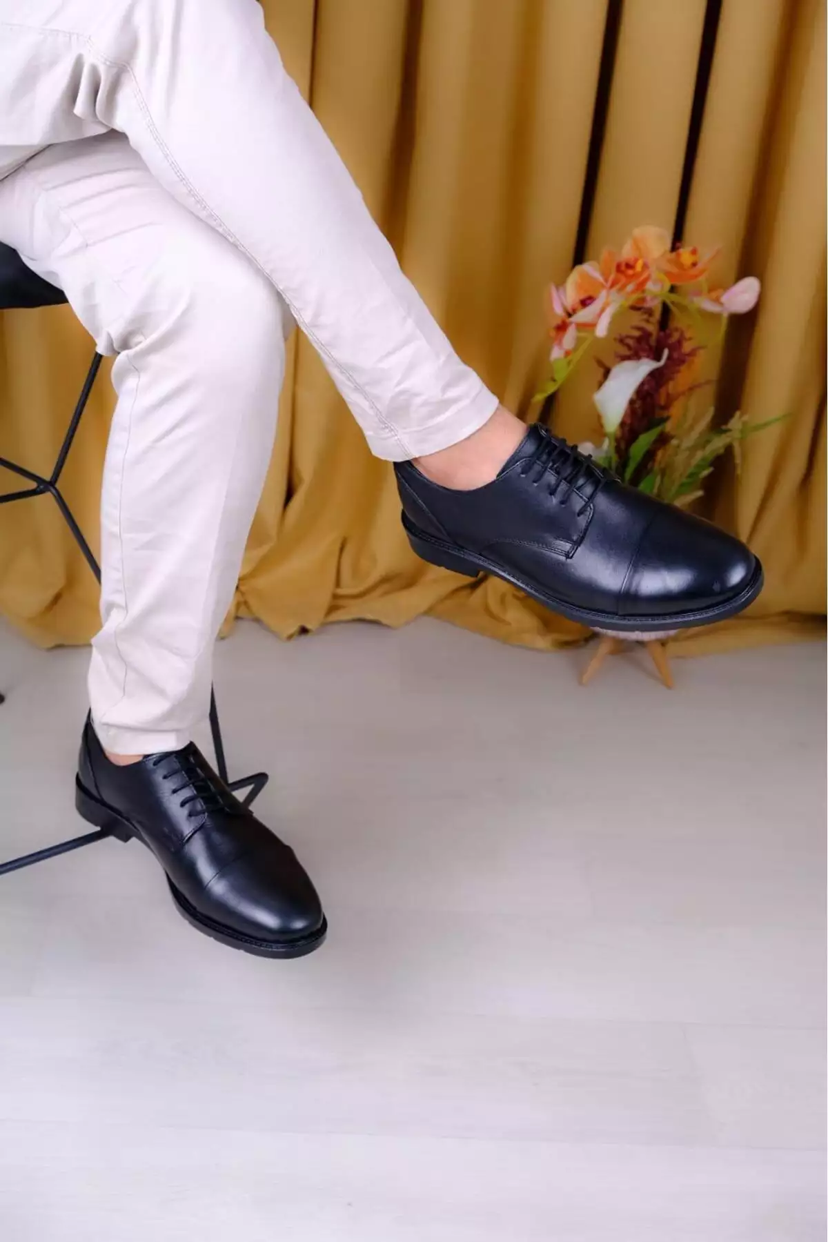 کفش کلاسیک چرم طبیعی با بند برند shot night - 855417956