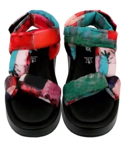 سندل زنانه وگان با کفی ضخیم و طرح چندرنگ - طراحی علف و دریا برند Dogo - 738417082