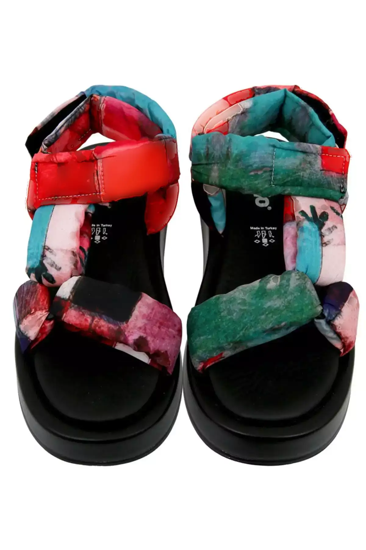 سندل زنانه وگان با کفی ضخیم و طرح چندرنگ - طراحی علف و دریا برند Dogo - 738417082