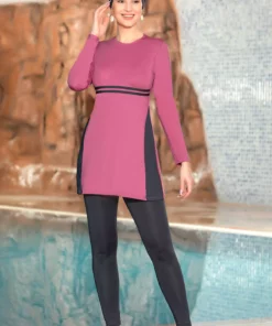 مايوی کامل پوشیده لیکرا جوانان 1251-21 صورتی برند REMSA - 902329603