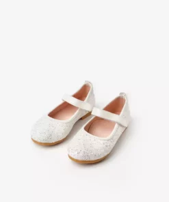 کفش دخترانه بچهگانه با بند چسبی و براق سفید برند Le Mabelle - 709509371