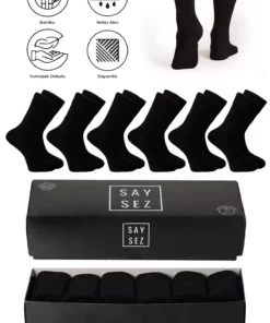 چاپستیک بلند مشکی مردانه بامبو دوتایی با بسته‌بندی پریمیوم 6 عددی برند SAYSEZ - 466346139