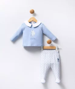 ست لباس نوزاد پسر به رنگ آبی برند U.S. Polo Assn. - 884229416