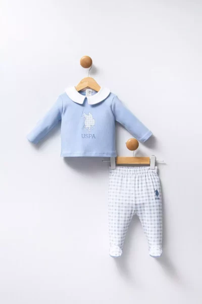 ست لباس نوزاد پسر به رنگ آبی برند U.S. Polo Assn. - 884229416