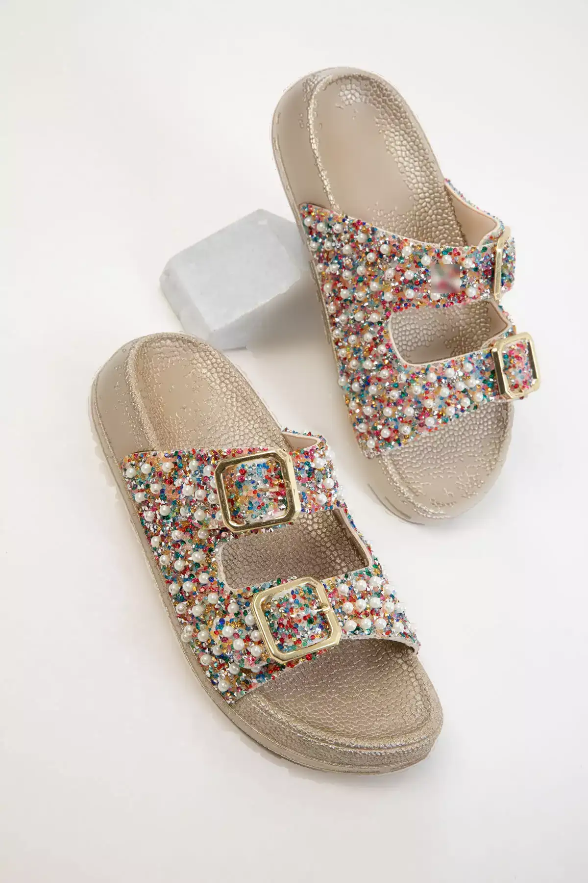 دمپایی زنانه طلایی چندرنگ 20627 برند SOHO - 932978510