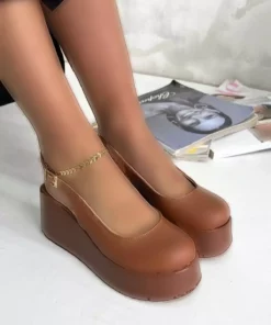 کفش زنانه پاشنه دار پر شده با چرم تابا مدل V4214 برند inizio - 929850087