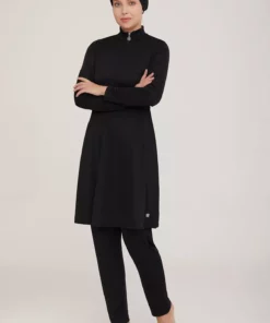 مایو تمام‌قد تنگ و محجبه بدون سینه مدل 9020 رنگ مشکی از برند رمساء برند Remsa Mayo - 738103016