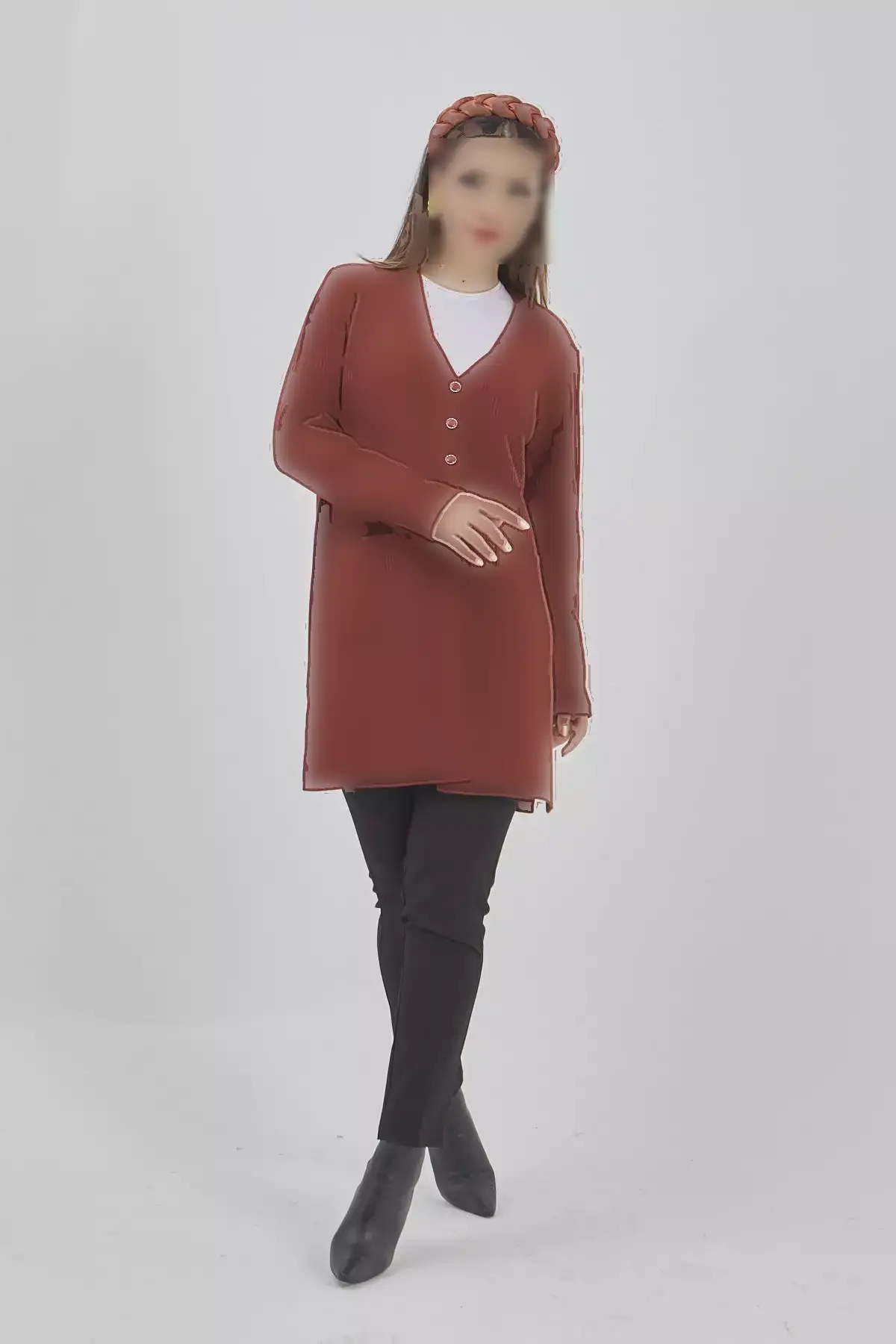 ژاکت کشباف زنانه با جیب و استرچ مناسب فصل برند Fresh&Moda - 888535064