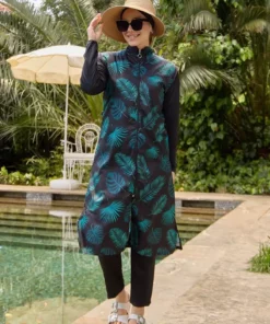 مايو تام کاپالا با قابلیت خشک شدن سریع، طرح برگ‌های سبز و مشکی برند Starinci Mayo - 708211824