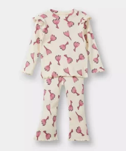 ست دو تکه دخترانه شامل سویشرت گلدار و شلوار لوله‌ای اسپانیایی F3714A525AU برند Defacto - 957651769