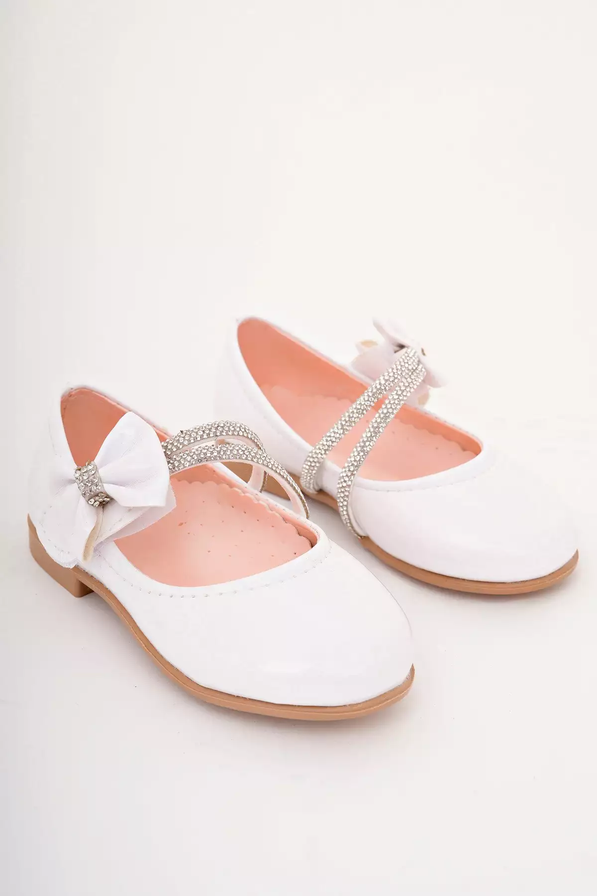 کفش بچگانه پاشنه دار مدل سنگ دار از چرم سفید برند Cappale - 975038183