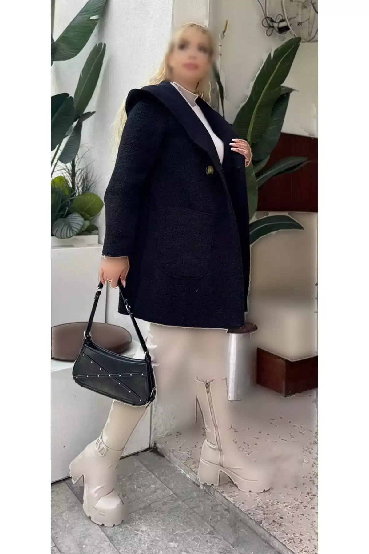 کژوئی زنانه بزرگ سایز با کلاه و جزئیات دکمهای و جیبدار 25052 برند Butik Nilyam - 1020455290