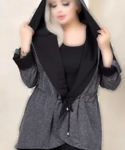 کاپشن هودی با دوخت‌های تزئینی، آستین بلند، کمربند کشیده، جیب‌های دوگانه، ساخته شده از پارچه جکارد، راحت و مناسب برای سایز بزرگ. برند Kheos - 862359123