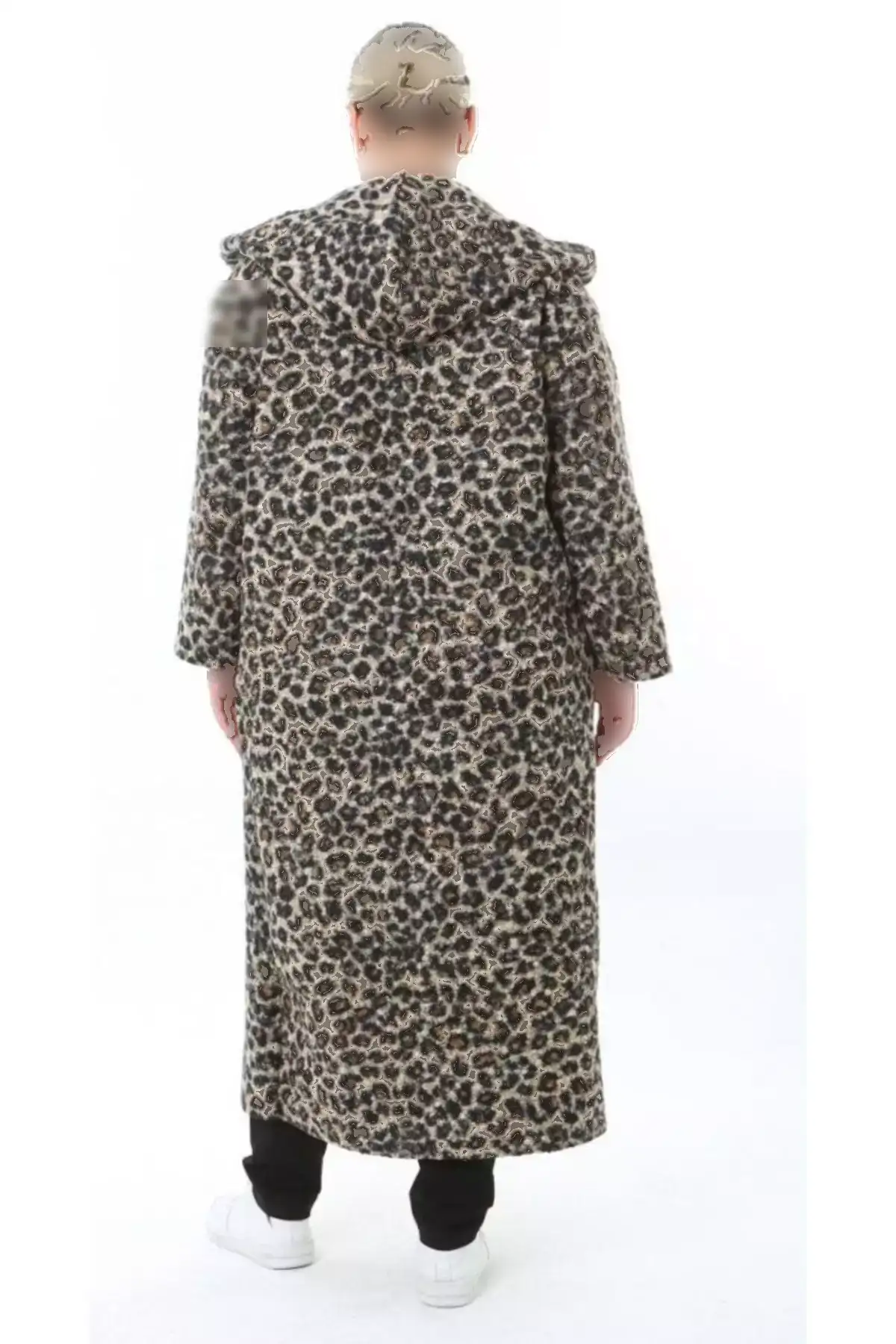 کاپشن زنانه بزرگ سایز با کلاه و یقه گرد، طرح دکمهدار و بافت دار 25055 برند Butik Nilyam - 1044837340