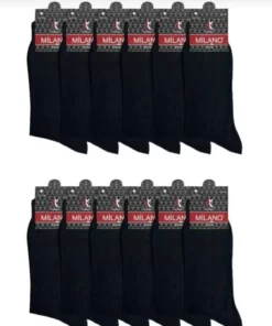 6 عدد جوراب مردانه پنبه‌ای مشکی با کیفیت اقتصادی، جوراب پنبه‌ای بلند بدون طرح برای استفاده عمومی برند Genel Markalar - 763592045