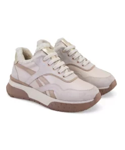 کفش ورزشی زنانه از چرم سوئدی بژ برند Desa - 858914149