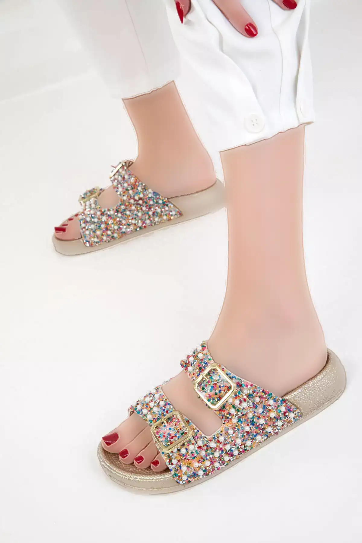 دمپایی زنانه طلایی چندرنگ 20627 برند SOHO - 932978510