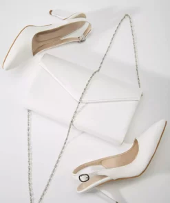 ست کیف و کفش پاشنه بلند زنانه باریک تابستانی سفید برند GULT - 274145518