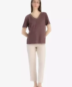 تی‌شرت ساده کوتاه آستین با برش معمولی و یقه V مدل K5057AZ25SP برند Defacto - 900279169