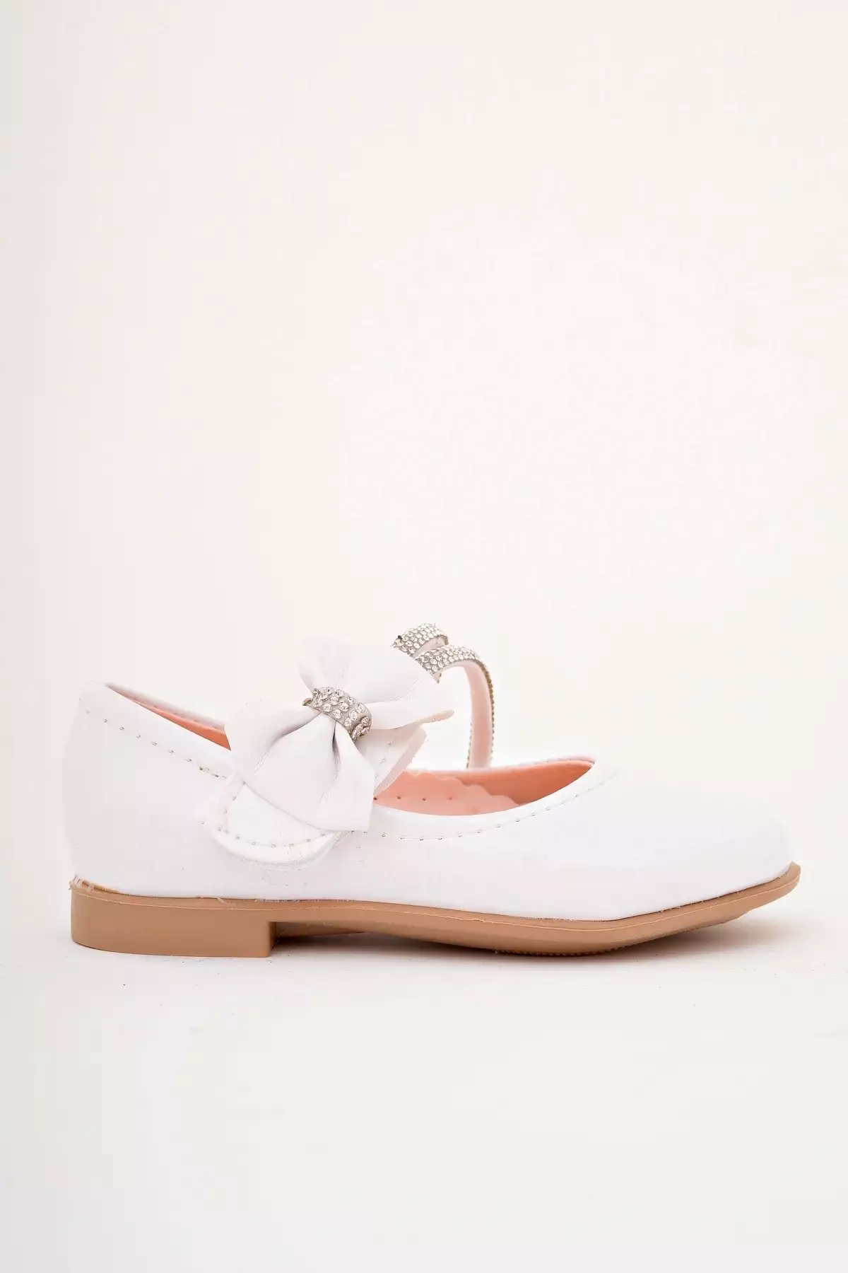 کفش بچگانه پاشنه دار مدل سنگ دار از چرم سفید برند Cappale - 975038183