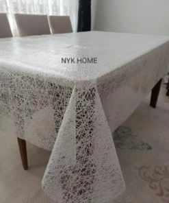 میز پوش PVC لوکس با طرح بافتنی، قابل شستشو، در همه رنگها و اندازهها، رنگ سفید برند NYK HOME - 330675322