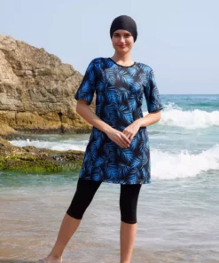 ماهی مخصوص بانوان با آستین نیمه و طرح‌دار - آبی (با اندازه‌های بزرگ) برند vawensea - 738553533