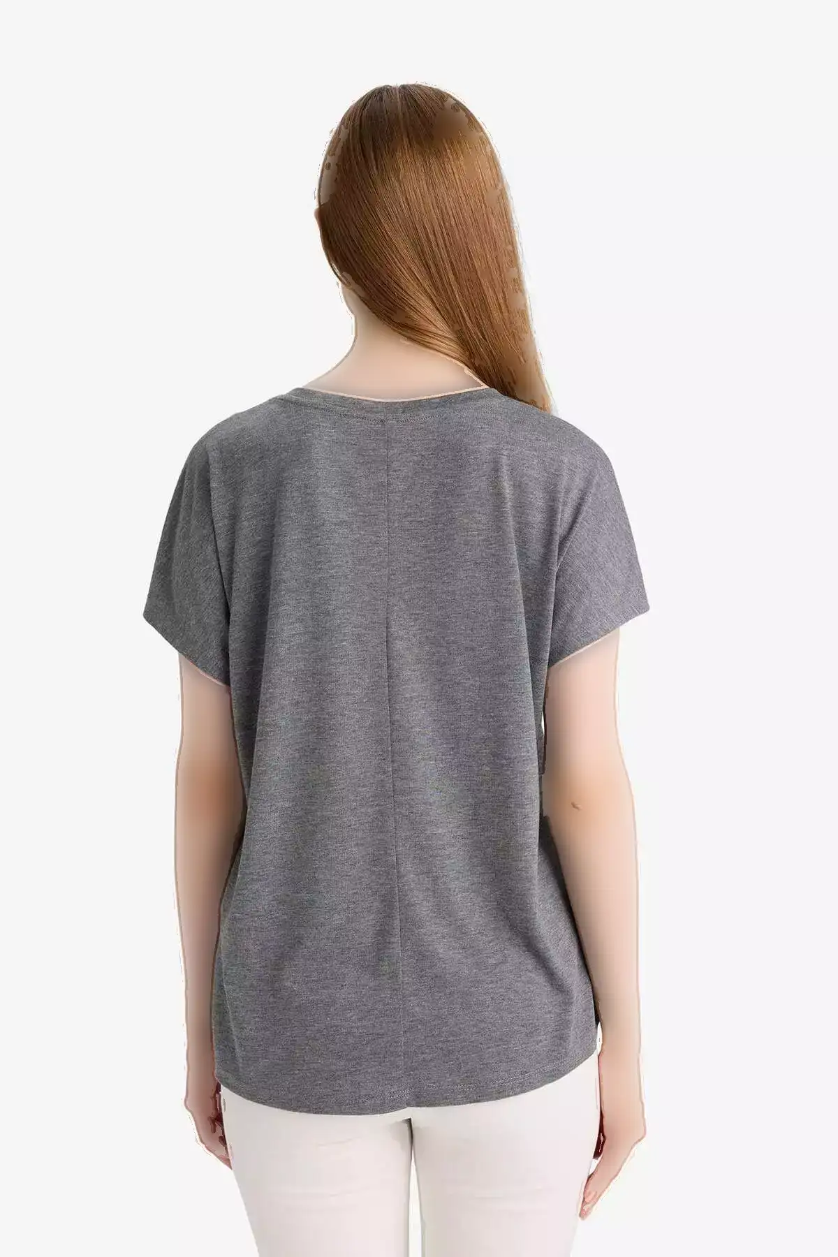 تیشرت کوتاه آستین با یقه گرد و طرح با سنگ E9333AX25SM برند Defacto - 946601722