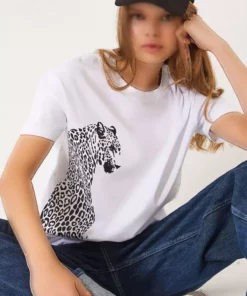 تی‌شirt پایه زنانه آستین کوتاه با طرح شیر 60602014 برند Bianco Lucci - 903981525