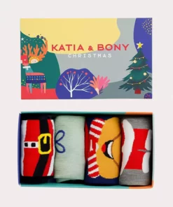 ست ۴ تایی جوراب مچی سال نو در جعبه برند Katia & Bony - 878573725