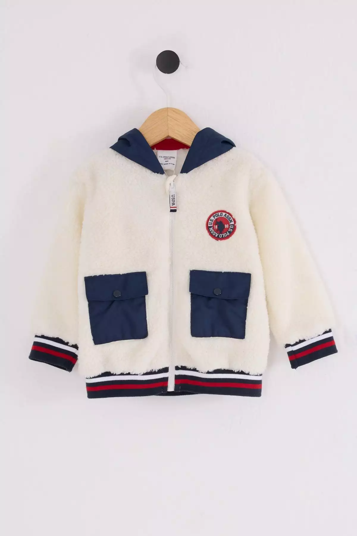 کاپشن نوزاد مردانه ولسافت، کاپشن زیپی، کاپشن کلاهدار، پارچه فوقالعاده نرم برند U.S. Polo Assn. - 1049183497