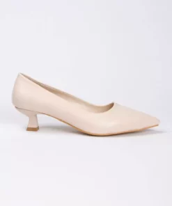 تیم ست کیف و کفش پاشنه کوتاه نوک تیز رنگ بژ برند MFT AYAKKABI - 899431815