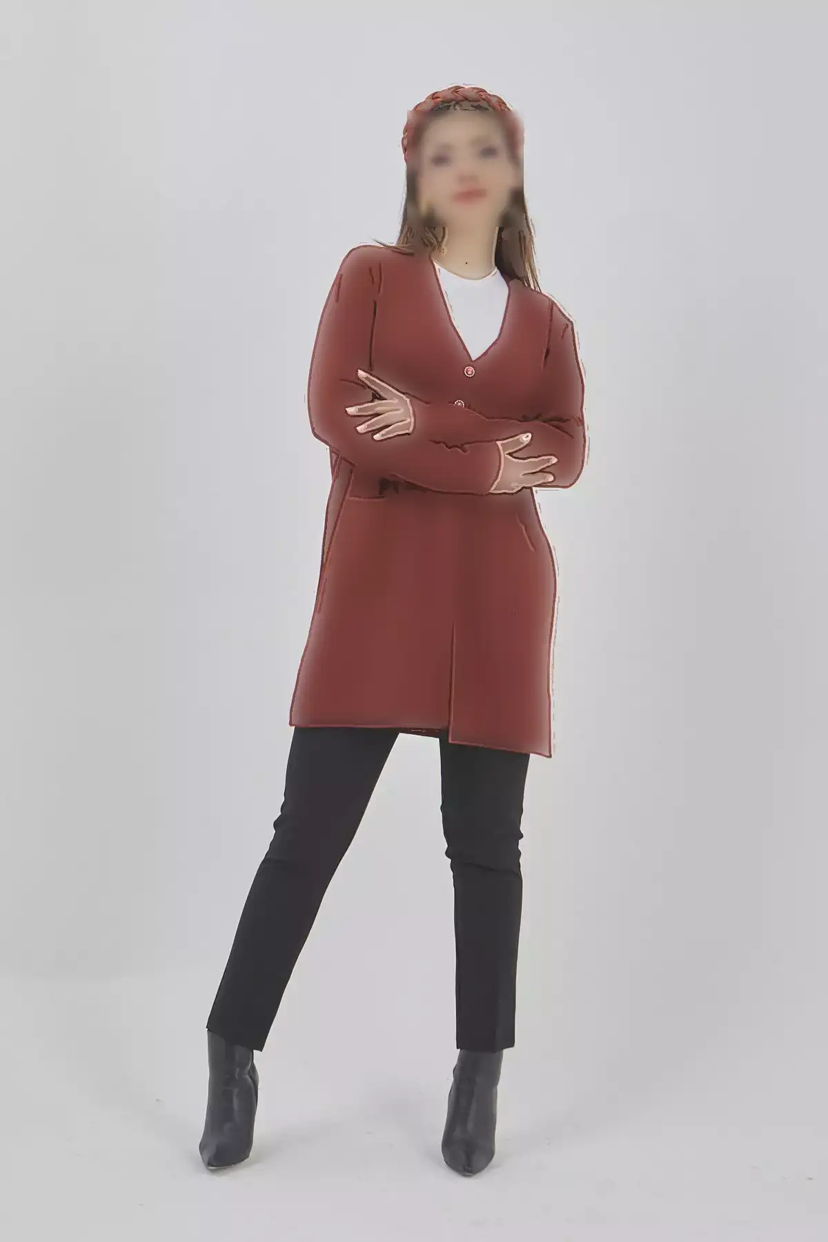 ژاکت کشباف زنانه با جیب و استرچ مناسب فصل برند Fresh&Moda - 888535064