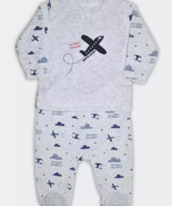 ست زمستانی نوزاد با طرح هواپیما، مخملی، رنگ خاکستری ۳۰۵۲۲۶ برند Pierre Cardin - 757937798