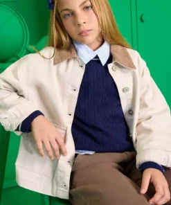 کت جاکت گاباردین با یقه متضاد برای دختران دانش‌آموز F7518A825AU برند Defacto - 971734109