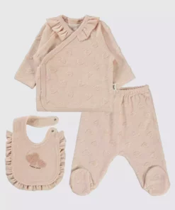 ست زبون دخترانه نوزاد ۰-۶ ماهه رنگ پودری برند Civil Baby - 935470994