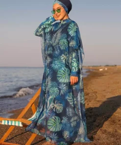 کیمونو پاره‌وی با طرح برگ بر روی مایو پوشاننده تساستر P2106 برند Marina - 248233795