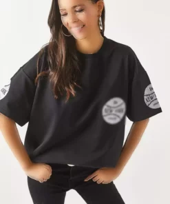 تی‌شرت زنانه نیویورک سیاه با چاپ جلو و عقب، دو تیکه، مدل اورسایز برند Olalook - 654370417