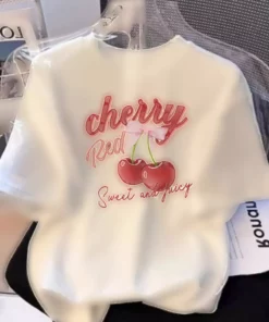 تی‌شرت نخی از پیشرفته با طراحی خاص شCherry برای آقایان/خانم‌ها با یقه گرد و سایز بزرگ برند shidumanlar - 968832216