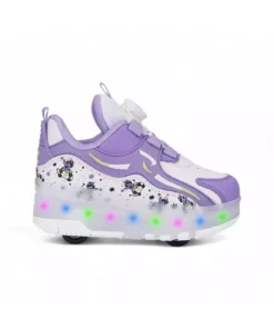 پوتین ورزشی راحت دخترانه نیلز با چراغ، کفش اسکیت چهار چرخ بنفش برند ROCKY SPORT - 941234331
