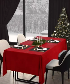 مجموعه روزانه مفهوم سال نو - رومیزی مخملی با بافت قرمز برند Perle - 356382368