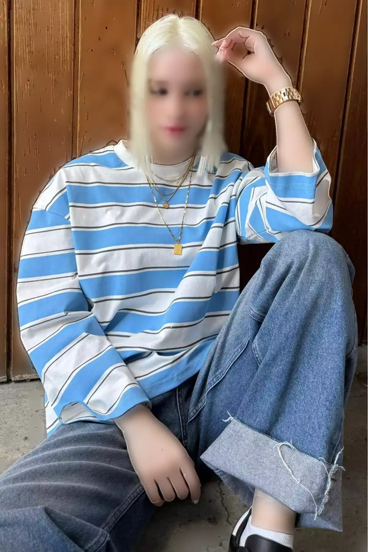 تیشرت آستین بلند راهراه یقه گرد با 100% پنبه مدل MG2362 برند Madmext - 991429025