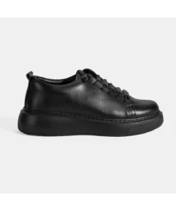 کفش ورزشی چرم مشکی با بند زنانه برند Desa - 982473891