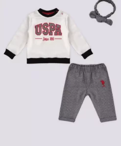 ست ۳ تکه نوزاد با بند موی نخی و گلدوزی از برند U.S. Polo Assn برند U.S. Polo Assn. - 750897503