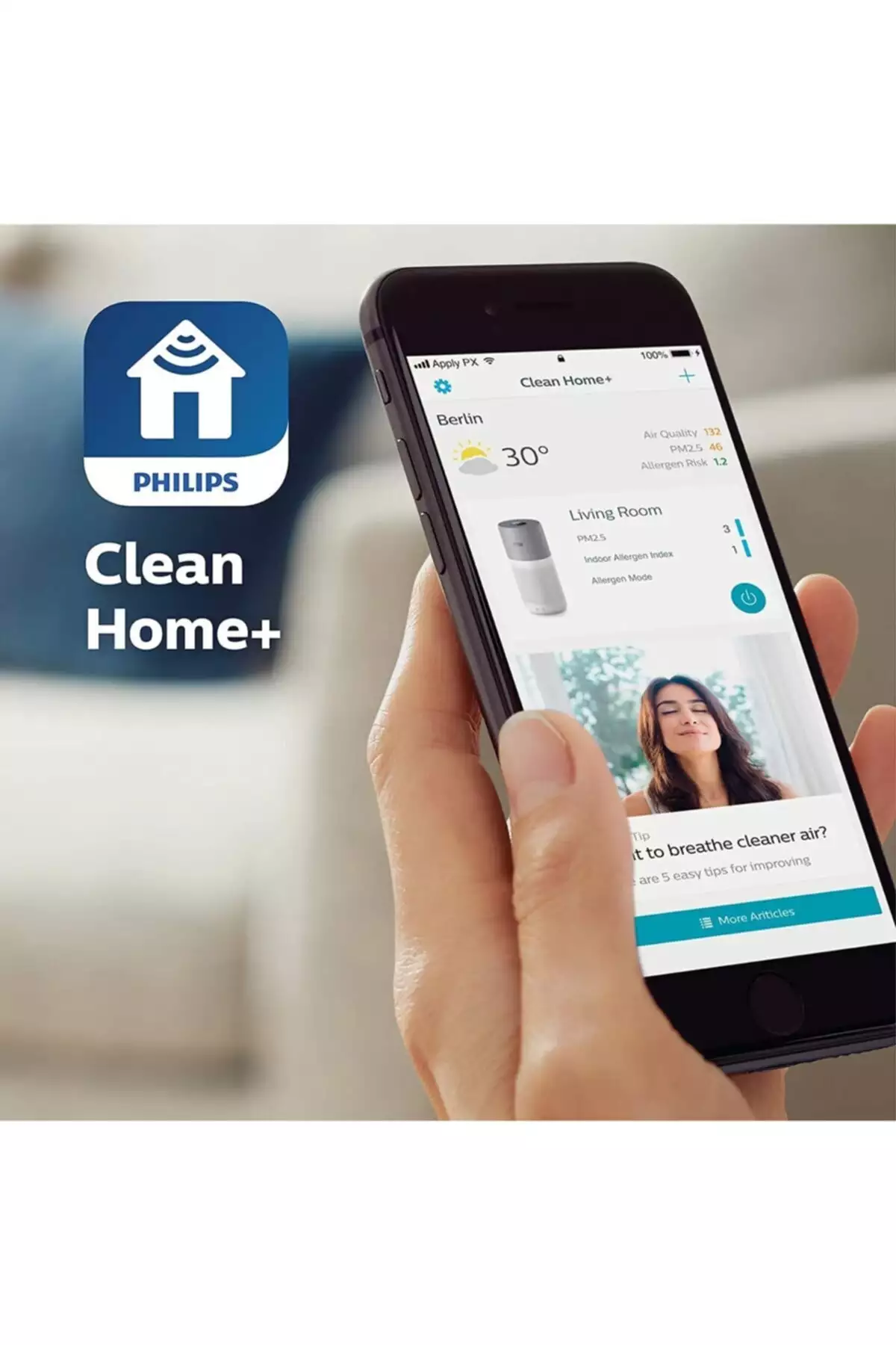 دستگاه تصفیه هوا AC3033/10، وزن 10.4 کیلوگرم، مناسب برای محیط به مساحت 104 متر مربع، رنگ خاکستری/سفید برند Philips - 105995839