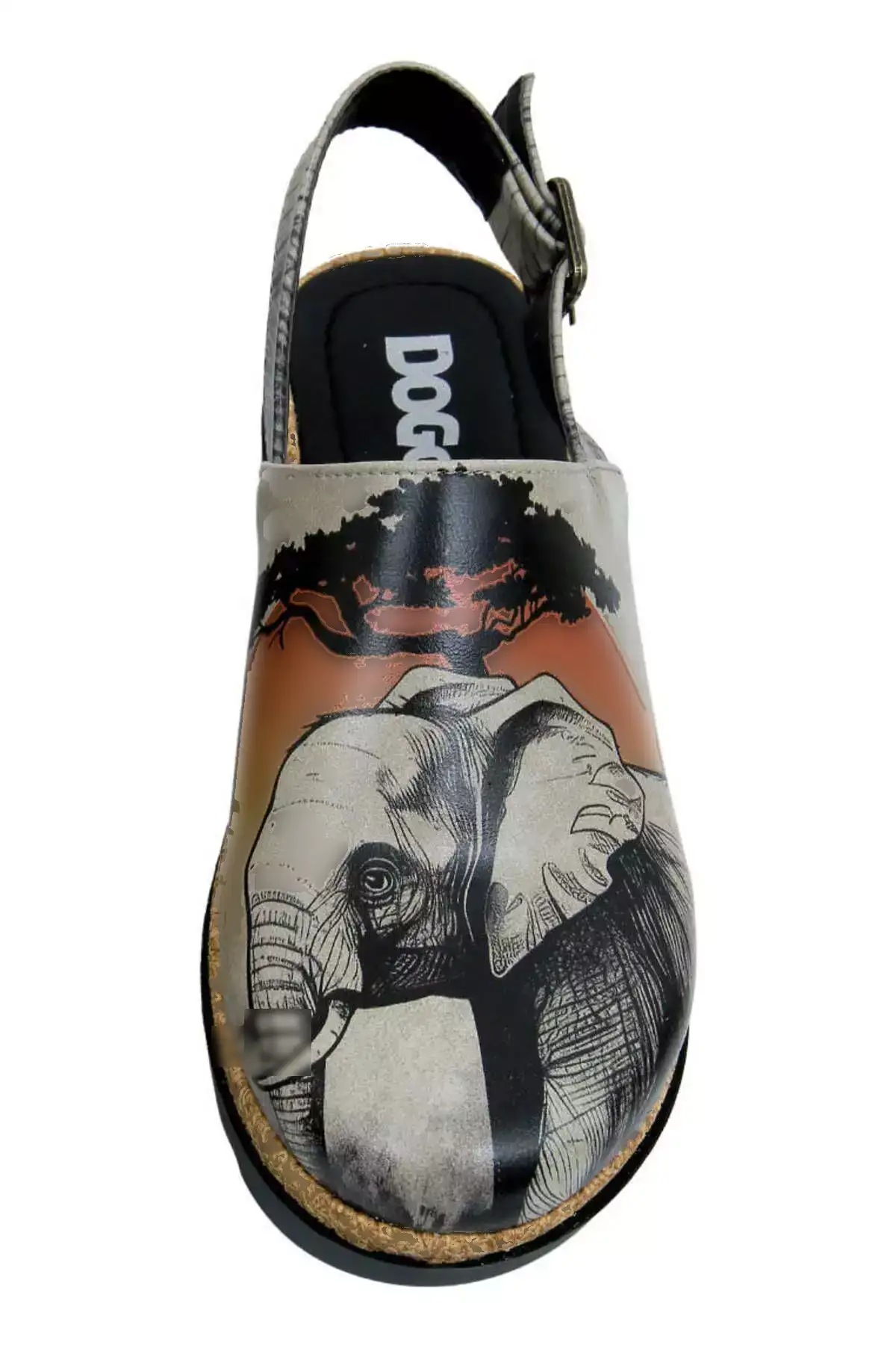 صندل زنانه از چرم گیاهی با زیره ضخیم - طراحی غروب حیوانات برند Dogo - 817175038